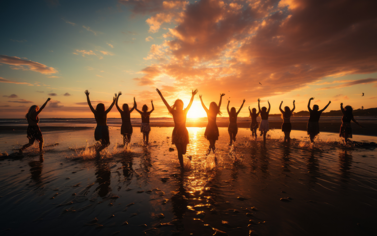 People walking in the morning