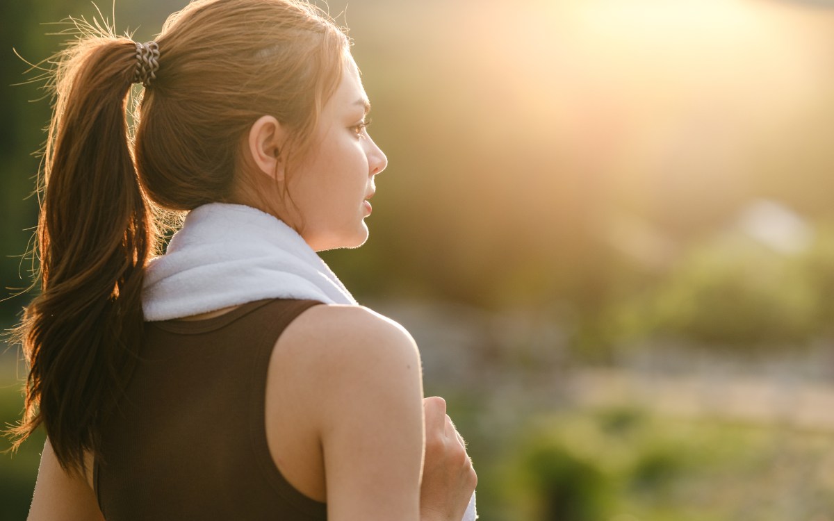 woman outside after running
