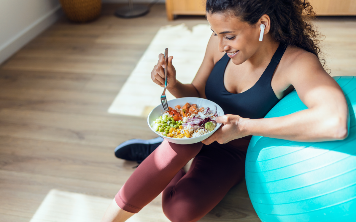woman eating salad