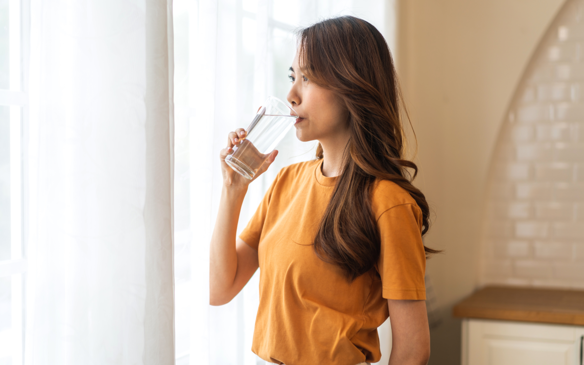 woman drinking water