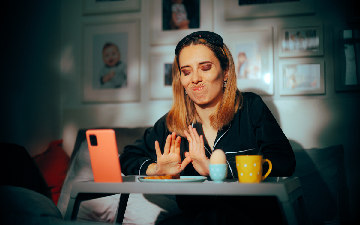 woman rejecting food