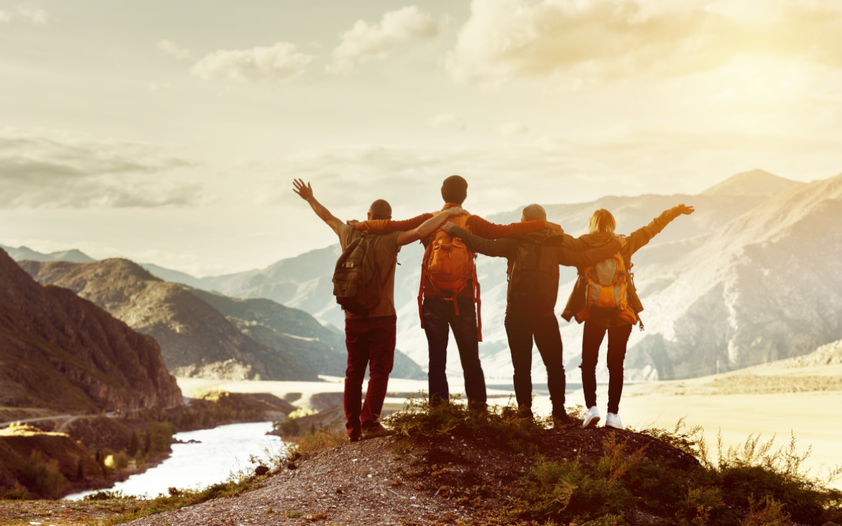 group of friends in nature