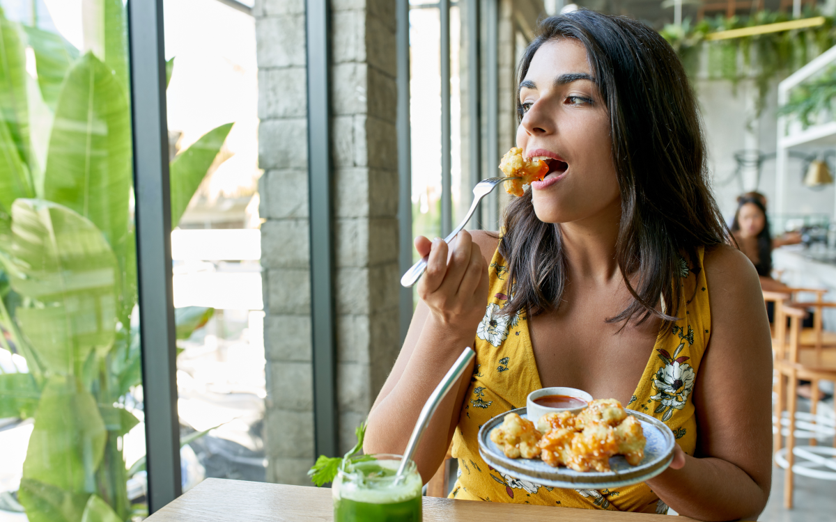 woman eating a nice meal
